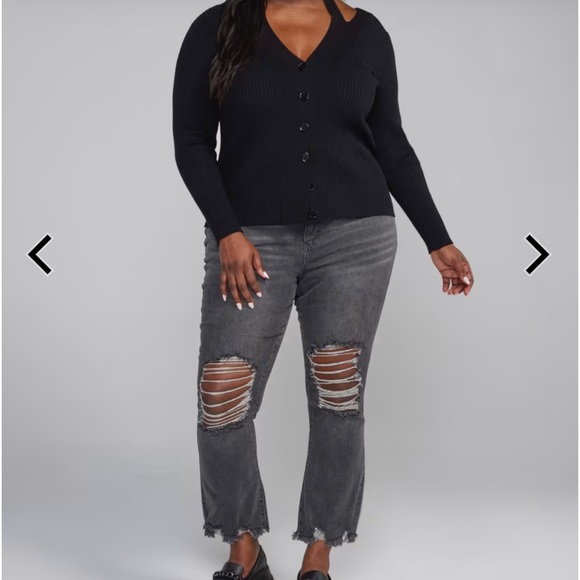 🆕 FTF High Rise Destructed Flare Jeans Size 18 - Picture 4 of 4